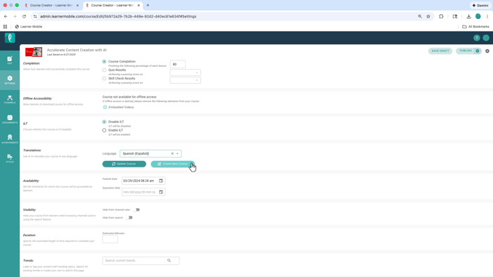 Create New Course