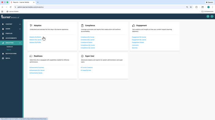 Reports page